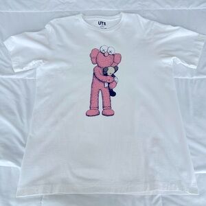 Kaws Uniqlo  White T-Shirt with Pink Graphic